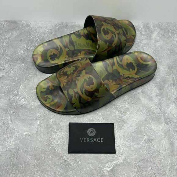NWT Versace Slide 'Baroccoflage Print Slides Men’s Camouflage size 40 - Picture 1 of 15